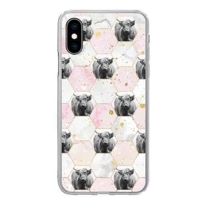 Produktbild von MuchoWow® Handyhülle Schutzhülle Hülle für iPhone X Schottischer Highlander - Muster - Gold Silikon Softcase Handy Hülle - Handyhülle