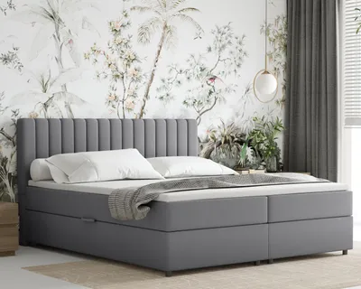 Produktbild von Boxspringbett 180x200 EVEREST, mit Topper, mit Bettkästen,  Doppelbett, Grau