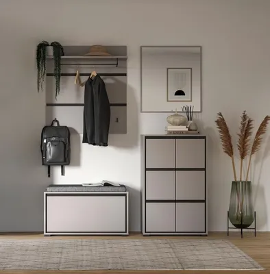 Produktbild von Jaru Garderobenmöbel Set 4 Teile grau,schwarz.