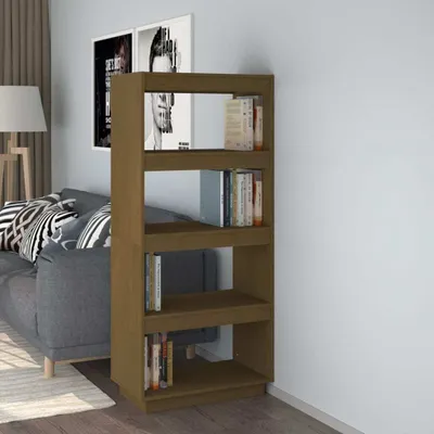 Produktbild von vidaXL Bücherregal/Raumteiler Honigbraun 60x35x135 Massivholz Kiefer - Bücherregal - Bücherregale - Holz Bücherregal - Raumteiler