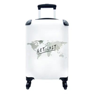 Produktbild von MuchoWow® Koffer Handgepäck Trolley Rollkoffer Kleine Reisekoffer mit 4 Rollen - Weltkarte - Zitate - Aquarell - Cabin Size < 55x40x23 cm & 55x40x20 cm - Fotokoffer - Kabinenkoffer - Boardgepäck - Reise-Box - Reisekoffer - Reisegepäck - Koffer mit Bild - Trolley für Kinder