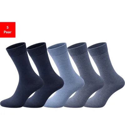 Produktbild von Business Socken Herren & Damen 5er-10er Pack Komfortbund ohne Druck Baumwolle - Blau, 47-52, 5er Pack