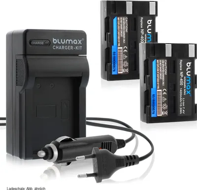 Produktbild von 2x Akku + Lader für Minolta NP-400  A SWEET A-5 A-7 Digital 1400 mAh (7,4V)