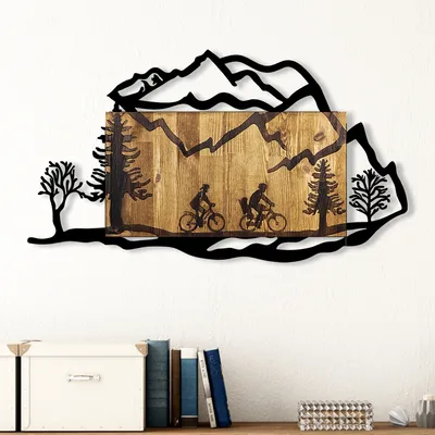 Produktbild von Wallity, Bicycle- SKL2194, Nussbaumfarbe,Schwarz, Sonstige Wohndekorationen, 92 x 3 x 51 cm, 100% Metall (Dicke: 1