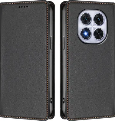 Image de Etui en cuir pour Xiaomi Redmi Note 14 Pro 4G, étui magnétique en cuirPolyuréthaneavec support Noir