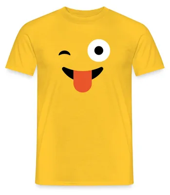 Produktbild von Spreadshirt Emoticon Zwinkern Kostüm Karneval Gruppenkostüm Männer T-Shirt, M, Gelb