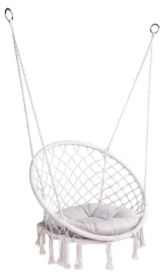 Produktbild von Hängesessel ANGERS Geflecht Weiß Polyester | Hängesitz Hängekorb Aufhängung Indoor Outdoor Schlafzimmer/Garten