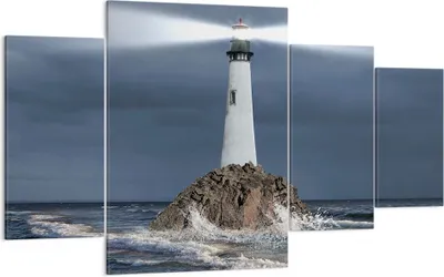 Produktbild von Bild auf Leinwand - Leinwandbild - Leuchtturm Meer - 160x90cm - Wand Bild - Wanddeko - Wandbilder - Leinwanddruck - Bilder - Kunstdruck - Wanddekoration - Leinwand bilder - Wandkunst - DL160x90-3550