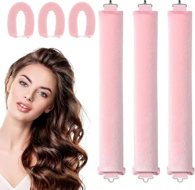 Obrázok produktu pre Sada Heatless Hair Curlers, mäkké natáčky, pre zdravé vlasy, Ružová, na každodenné použitie