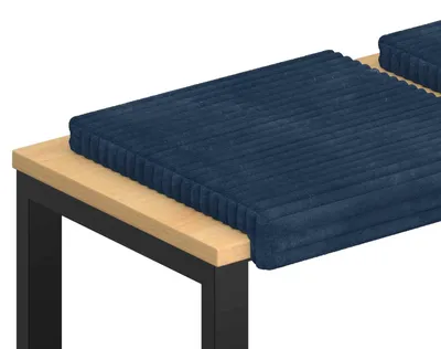 Image de vidaXL : 2 coussins de banc en velours côtelé bleu marine, profondeur 35 cm