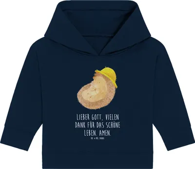 Produktbild von Mr. & Mrs. Panda Organic Baby Hoodie Igel Beten 24. - 36. Monat - French Navy - Geschenk, Leben, Gott, Amen, Kapuzensweatshirt, Kapuzenshirt, Genießen, Lustige Sprüche