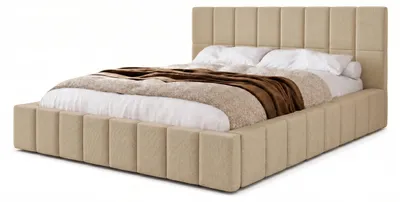 Produktbild von Polsterbett 140x200 mit Bettkasten - Bett Creme MARPUR