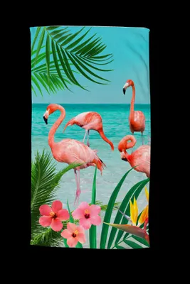 Produktbild von Beach towel Good Morning 100x180 cm - tropical flamingos