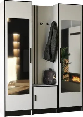 Image de KIER FURNITURE Armoire avec banc, blanche - 159,6 x 205 x 39 cm