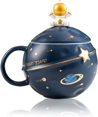 Produktbild von Keramiktasse mit Deckel und Löffel für Space Fans