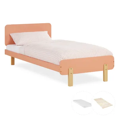Obrázok produktu pre Detská postel 90x200 cm s matracom, posteľ pre tínedžov, hosťovská posteľ, rám postele, drevená posteľ, jednolôžková posteľ, masívny drevený rám postele, rošt