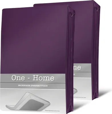 Two purple packaged fitted sheets are shown against a white background.