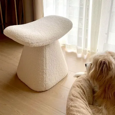 Produktbild von Hocker für Wohnzimmer, Schminkhocker, Einzelstuhl, Schuhwechselhocker für den Flur sessel stuhl Weiß 【B010】