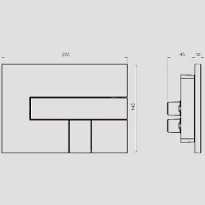 Technical drawing of a flush plate with dimensions.