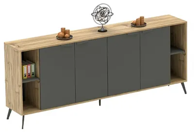Produktbild von Büroschrank Kommode Aktenschrank Sideboard Arbeitszimmer Beige Grau