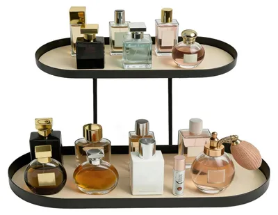 Productafbeelding van Elegante Parfumorganizer van Metaal en Faux Leer