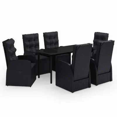 Image de vidaXL Ensemble de jardin 7 pièces avec coussins Noir