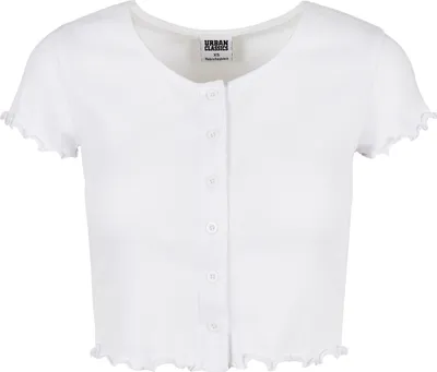 Produktbild von Urban Classics Ladies - Cropped Button Up Rib Top weiß - XXL