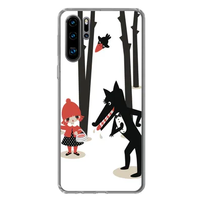 Produktbild von MuchoWow® Handyhülle Schutzhülle Hülle für Huawei P30 Pro Rotkäppchen - Wolf - Wald Silikon Softcase Handy Hülle - Schutzdeckel