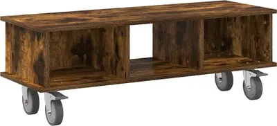 Image de vidaXL Support TV 100 x 35 x 35 cm, bois composite imitation chêne fumé