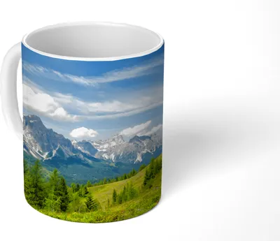 Produktbild von MuchoWow® Tasse Kaffeetasse Kaffeebecher 350 ml Alpen - Berge - Gras Teetasse - Fototasse - Becher - Keramikbecher - Teebecher - Kaffeetasse - Bürotasse
