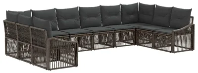 Image de Ensemble de canapés de jardin vidaXL, 10 pièces, gris, en polyrotin