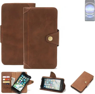 Produktbild von K-S-Trade Handyhülle kompatibel mit Sharp Aquos R8 Schutz Hülle Walletcase Bookstyle Tasche Case Handytasche Wallet Flipcase Cover PolyurethanBraun (1x)