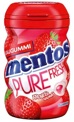 Produktbild von Mentos Kaugummi Pure Fresh Erdbeere Geschmack in Curvy Dose 70g