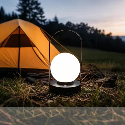 Produktbild von LED Tischleuchte kabellose Tischlampe mit Akku portable/mobil dimmbares warmweißes Licht wiederaufladbarer Akku durch USB Festival & Camping Gadget