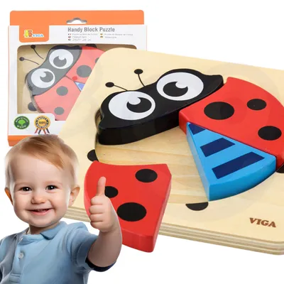 Produktbild von Viga Babys erstes Holzpuzzle Marienkäfer