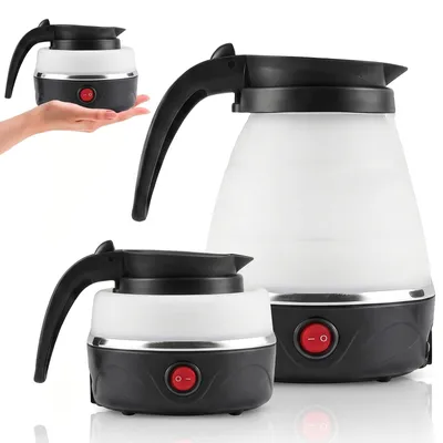 Klappbarer Reise-Wasserkocher 0,6 L, Silikon, schwarz