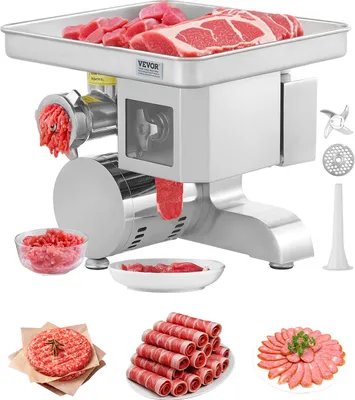 Obrázek produktu pro VEVOR Elektrický mlýnek na maso 5 kg/min plnička klobás, komerční mlýnek na maso z nerezové oceli pro krájení, sekání a kostkování, restaurační řeznictví