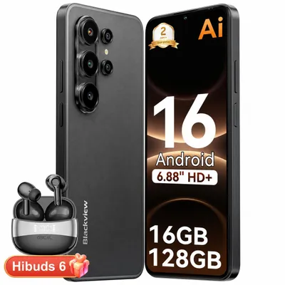Produktbild von Blackview Wave 10C 6.88" smartphone Ohne Vertrag incl Hibuds 6, Android 16, 120Hz,1080p, Dual SIM, Face ID, 5000 mAh, Gemini AI, DokeOS 5.0, 1080p, 4G