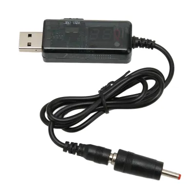 Obrázok produktu pre USB napájací kábel 5 V až 9 V/12 V – prenosný DC USB kábel s nastaviteľným napätím a konektorom 3,5 × 1,35 mm pre ventilátor alebo stolovú lampu