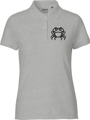 Produktbild von Huuraa Damen Polo Shirt Krebs Sternzeichen Symbol XS Sport Grey Bio Baumwolle Fairtrade Poloshirt Geschenkidee