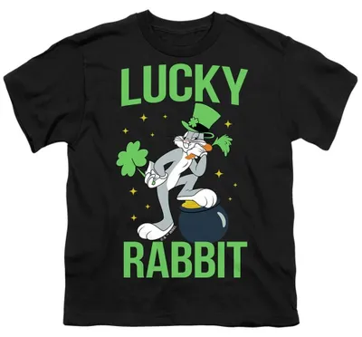 Image de T-shirt pour enfants Looney Tunes - "Bugs", en coton ring-spun, pour la Saint-Patrick, modèle TV36866 (tailles 140-146) (noir)