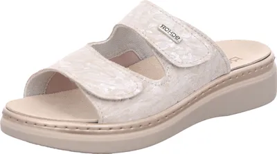 Produktbild von Rohde Damen Pantolette Leder Klettverschluss Muster Wechselfußbett Abano 5224, Größe:37 EU, Farbe:Beige