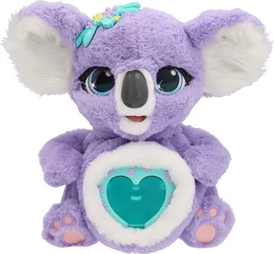 A plush toy koala sitting on a white background.