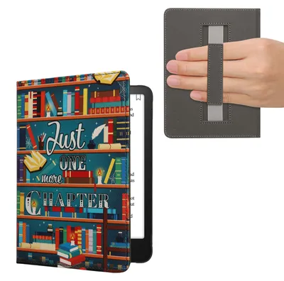 Produktbild von kwmobile Schutzhülle für Amazon Kindle Paperwhite (2024)/Colorsoft Hülle - eReader Flip Case mit Handschlaufe und Auto Sleep Funktion - Bibliothek