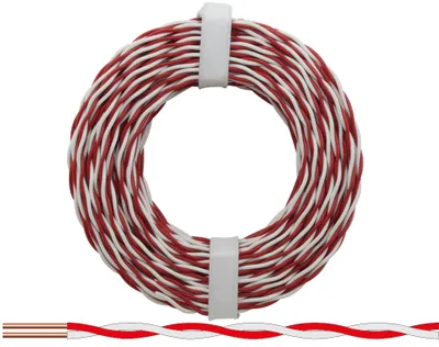 Produktbild von Kupferschaltdraht, isoliert, ø2x0,5mm, rot-weiß, 10m