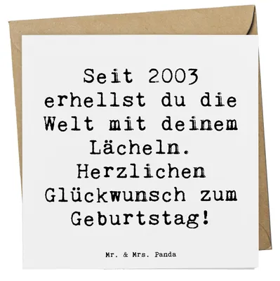 Produktbild von Mr. & Mrs. Panda Grußkarte Spruch 2003 Geburtstag - Weiß - Geschenk, Klappkarte, faltkarte, Happy Birthday, anlasskarte, Geburtstagsgeschenke, Alter, doppelkarte