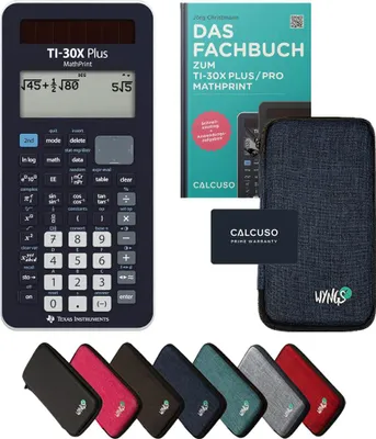 Produktbild von TI-30X Plus MathPrint inkl. Schutztasche Blau & Fachbuch (132 Seiten, DIN A5) – Wissenschaftlicher Rechner  – Smart Set