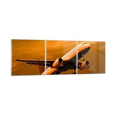 Produktbild von Bilder auf glas - Passagier Flugzeug Flugzeug Flügel - 90x30cm - Glasbilder - Wandbilder - Kunstdruck - zum Aufhängen bereit - Wanddekoration aus Glas - Glas Bilder - Wandbild auf Glas - GCA90x30-0368