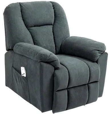 Immagine prodotto di Poltrona relax elettrica con funzioni massaggio e riscaldamento, poltrona imbottita con porta USB, tasche laterali, grigio