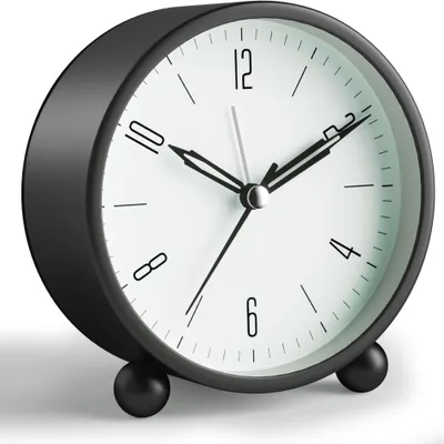 Produktbild von Tyme Wecker Analog, ohne Ticken, mit Alarm und Licht, Schwarz